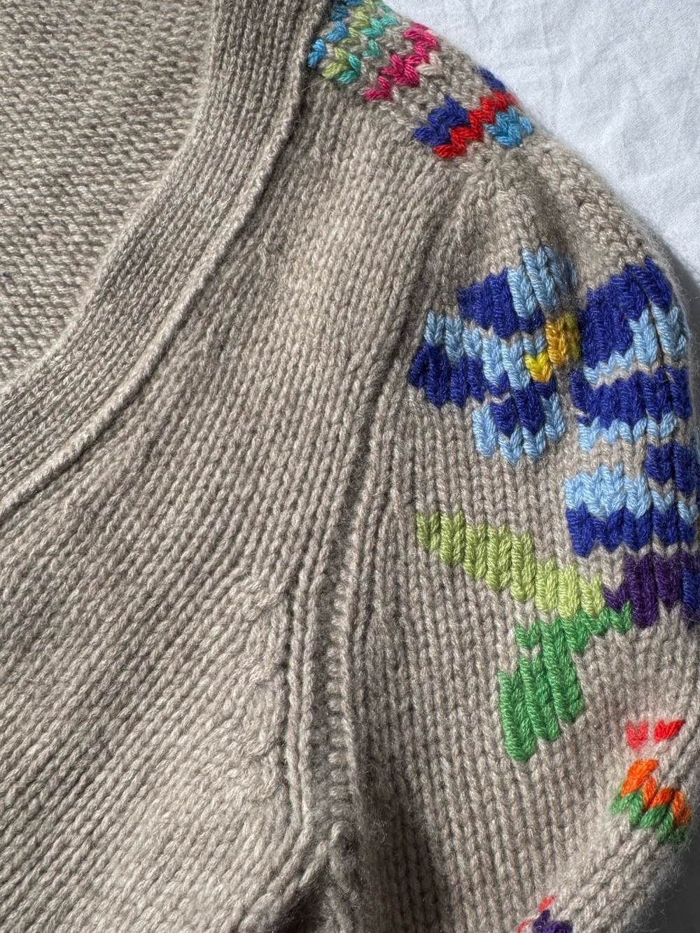 Iris von Arnim Cashmere Cardigan Embroidered Floral Sweater Cropped Luxury Knit - Picture 3 of 8